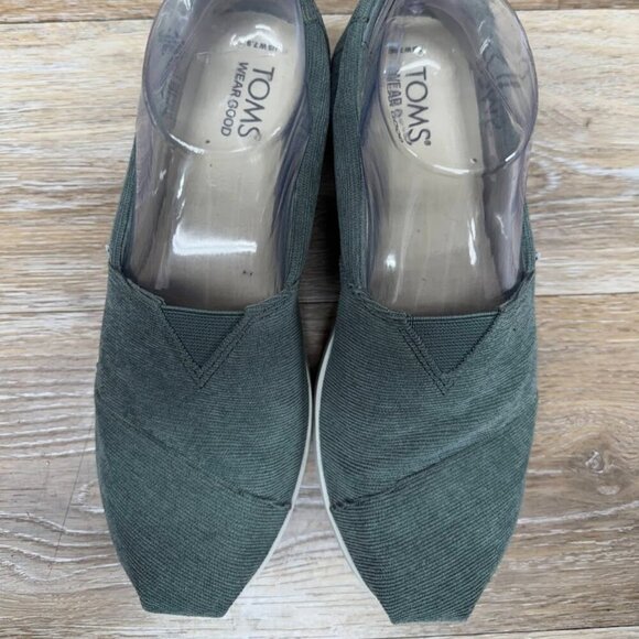 TOMS Bonsai Green Alpargata Midform Espadrille Textile Flats Women's Size 7.5 - Picture 2 of 8